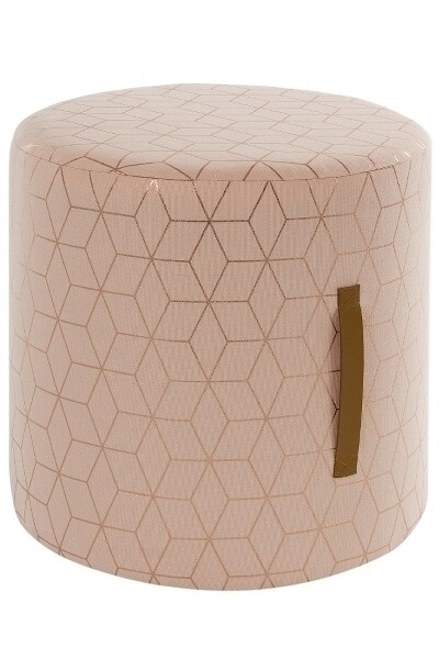 Hocker &quot;Nahla&quot; Rose/Gold – Rund, Gittermuster, Modern, Stoff
