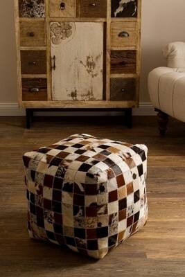 Leder-Pouf, Fellhocker &quot;Samira &quot;