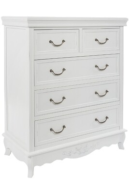 Kommode Elegance – 5 Schubladen, Rosenmotiv, Shabby Chic, MDF