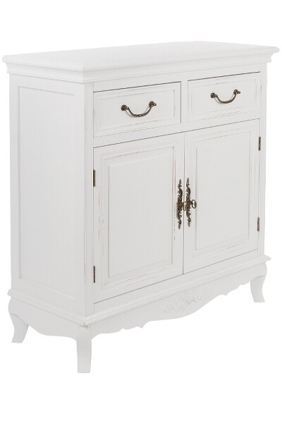 Kommode Elegance – 2 Türen, 2 Schubladen, Rosenmotiv, Shabby Chic