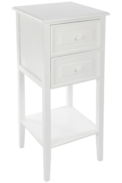 Beistelltisch Telefontisch Klassik – 2 Schubladen, Kassettenfront, Landhausstil, Weiss
