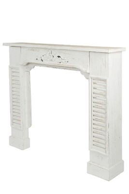 Cheminée-Konsole Kaminumrandung Raik Shabby Chic antik-weiss, handgefertigt aus Tannenholz, 23x115x100 cm