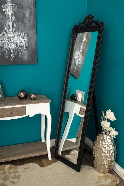 Barocker Standspiegel mit Ornamenten &quot;Xarpul&quot;, schwarz