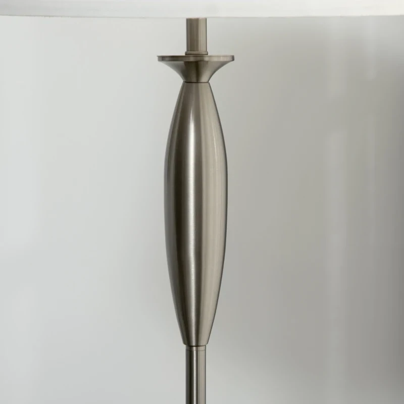 3-teiliges Leuchten-Set. 1 Stehleuchte, 2 Tischleuchten, Leinenoptik; Silber + Weiss