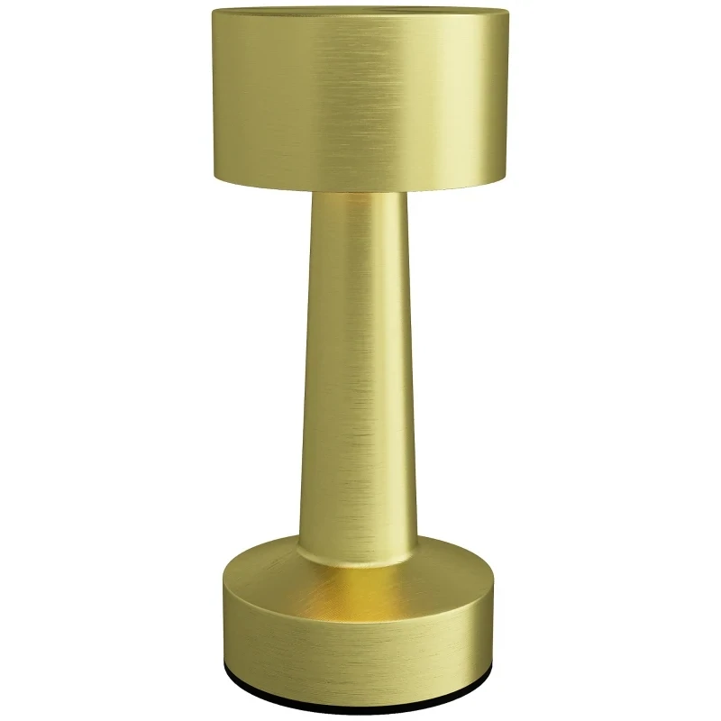 Tischleuchte, kabellos, wiederaufladbar, Touch-Steuerung, LED-Licht, Metallkörper, Gold