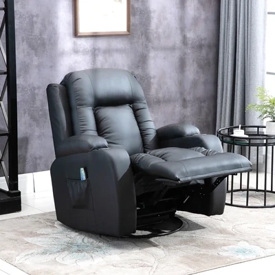 Massagesessel, Relaxsessel, Wippfunktion, 8 Vibrationspunkte, inkl. Fernbedienung, Schwarz