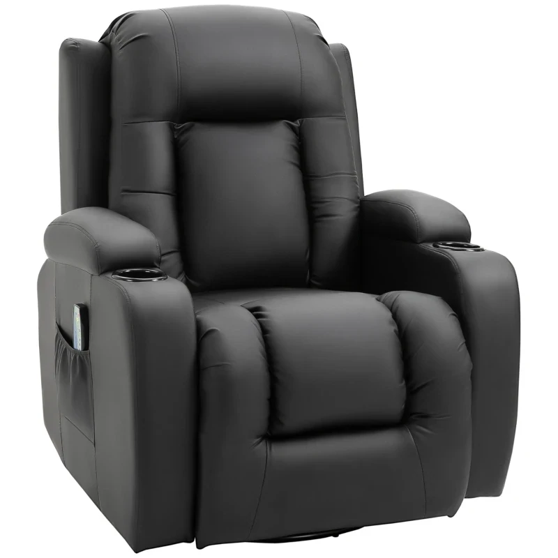 Massagesessel, Relaxsessel, Wippfunktion, 8 Vibrationspunkte, inkl. Fernbedienung, Schwarz