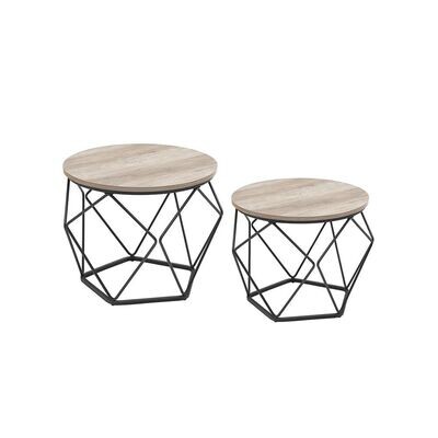 Kleiner Couchtisch 2er Set Greige-Schwarz