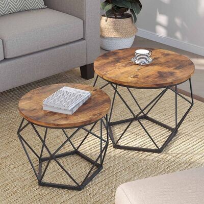 2er Set Couchtische vintagebraun-schwarz