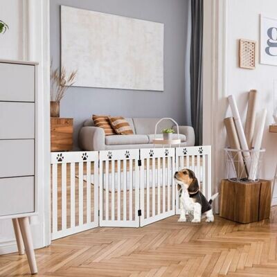 Absperrgitter Hundegitter aus Holz Klappbar 60 cm hoch Weiss