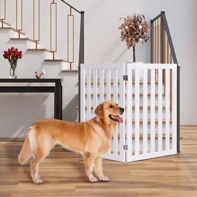 Absperrgitter Hundegitter 89cm Hoch Schutzgitter Holz Klappbar weiss