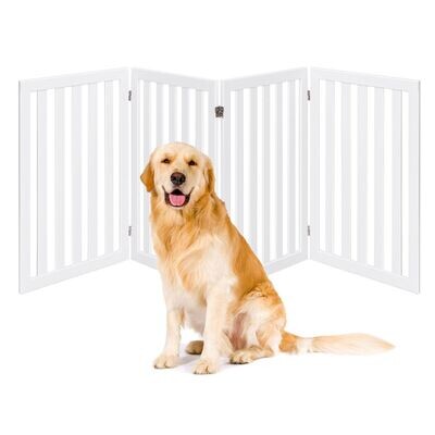 Absperrgitter Hunde 89cm Hoch 4 Paneelen Holz klappbar Weiss