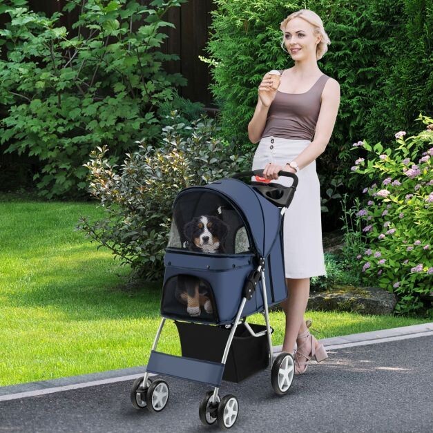 Hundebuggy / Pet Stroller, bis 15 kg 81 x 45 x 101 cm Dunkelblau