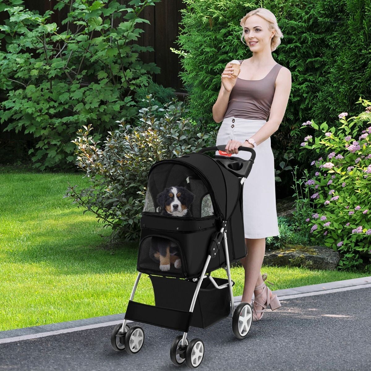 Hundebuggy / Pet Stroller, bis 15 kg 81 x 45 x 101 cm schwarz
