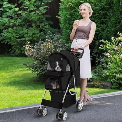 Hundebuggy / Pet Stroller, bis 15 kg 81 x 45 x 101 cm schwarz