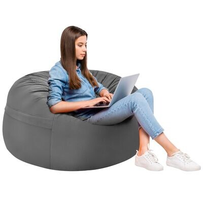 Sitzsack Sitzbag mit weicher Füllung Bean Bag Ø 92 x 62 cm Grau