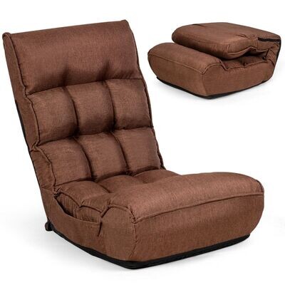 Boden-Klappstuhl 4-Fach Verstellbares Gaming-Bodensofa mit Rückenlehne braun
