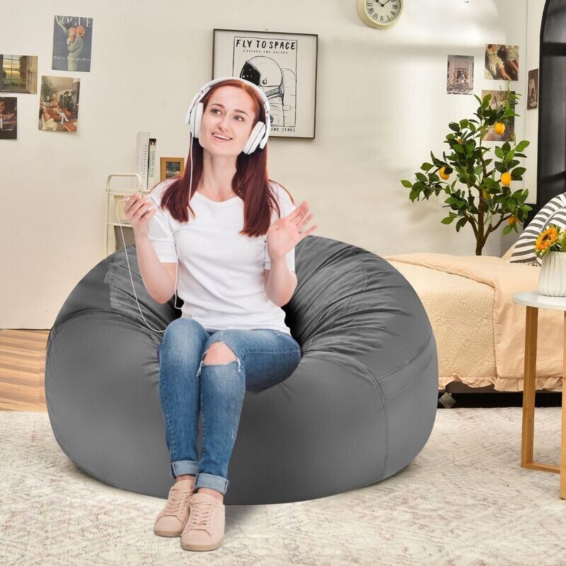 Sitzsack Sitzbag mit weicher Füllung Bean Bag Ø 92 x 62 cm Grau