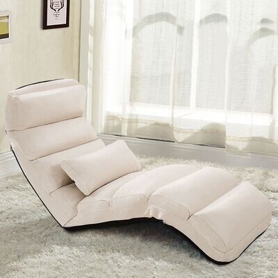 Bodenstuhl 5-fach einstellbarer Wildleder-Polsterstuhl 175 x 55 x 20 cm Beige