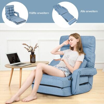 Bodenstuhl mit Schlaffunktion & Verstellbarer Rückenlehne Gepolstertes Bodensofa Klappsofa