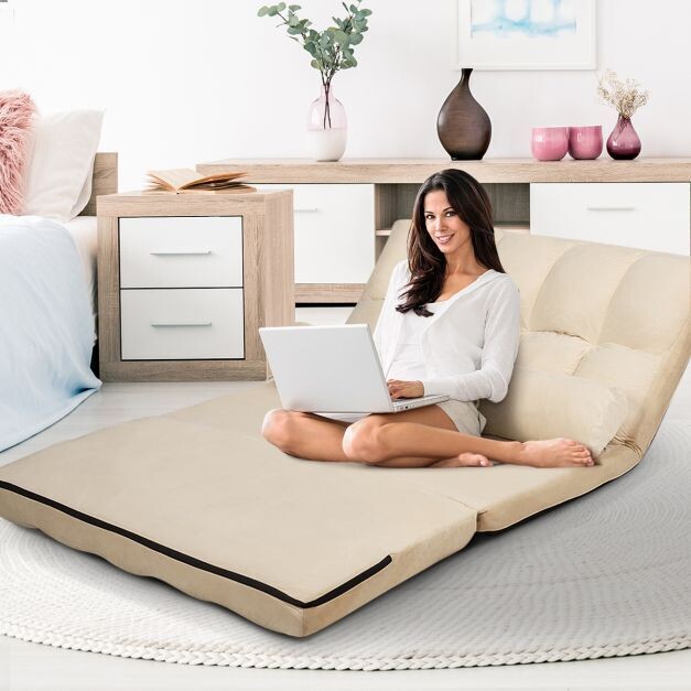 Schlafsofa mit 2 Kissen Sofabett Beige