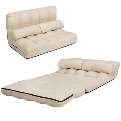 Schlafsofa mit 2 Kissen Sofabett Beige