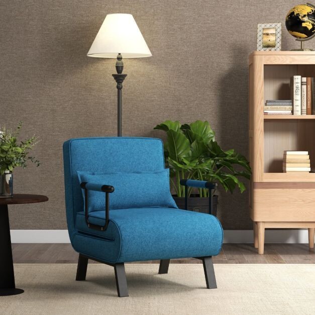 4 in 1 Schlafsessel Klappbar Schlafsofa mit 5 Stufig Verstellbarer Rückenlehne Blau