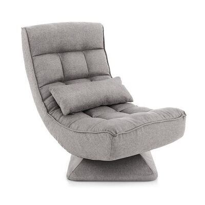360° Drehbarer Bodensessel mit Rückenlehne & Lendenkissen Bodenstuhl Lazy Sofa Grau