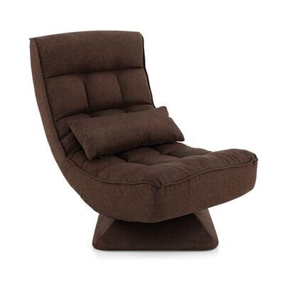 360° Drehbarer Bodensessel mit Rückenlehne & Lendenkissen Bodenstuhl Lazy Sofa braun