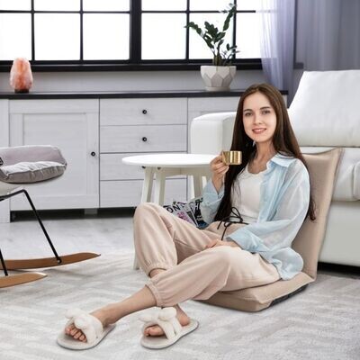 Bodenstuhl Bodensessel mit 6- stufig verstellbare Rückenlehne Game Sessel gepolstert beige