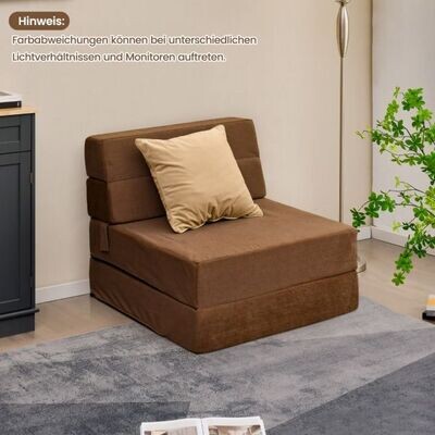 3 in 1 Klappbares Schlafsofa mit Waschbarem Bezug Extra Dicker Schaumstoff (15cm) braun