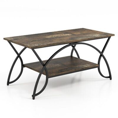 Moderner Couchtisch mit Marmoroptik Sofatisch rustikales braun