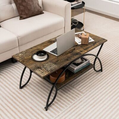Moderner Couchtisch mit Marmoroptik Sofatisch rustikales braun