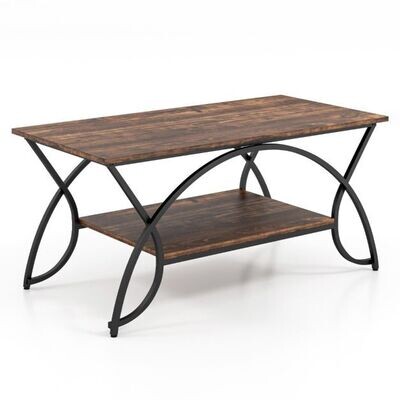 Moderner Couchtisch mit Marmoroptik Sofatisch vintage braun