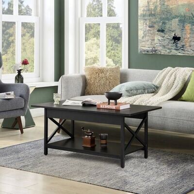 2-stufiger Industrial Style Couchtisch mit Ablagefläche Schwarz