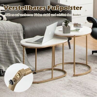 Beistelltisch 2er Set Couchtisch mit Marmoroptik