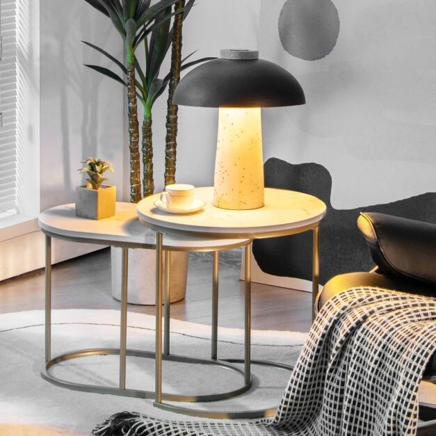 Beistelltisch 2er Set Couchtisch mit Marmoroptik
