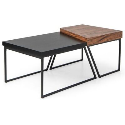 2er Set Couchtisch Moderner Beistelltisch Schwarz + Braun