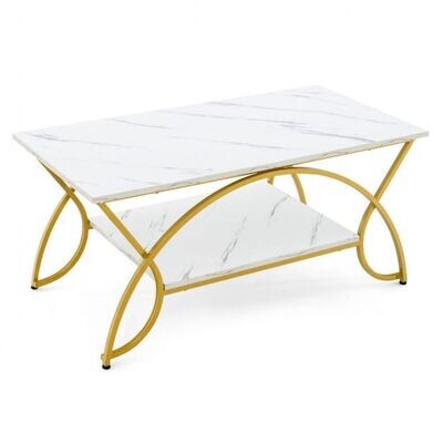 Couchtisch mit Marmoroptik Weiss + Gold