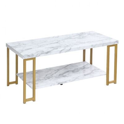 Couchtisch Kaffeetisch Golden und Weiss