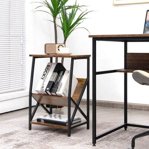 3-stufiger Beistelltisch mit Industrial Braun
