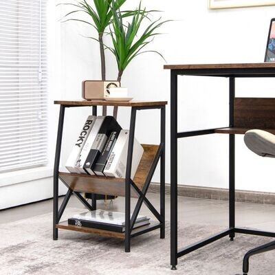 3-stufiger Beistelltisch mit Industrial Braun