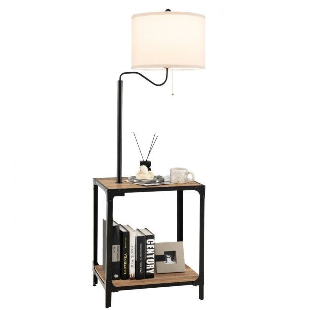 Moderner Beistelltisch mit Tischlampe und USB-Ladestation