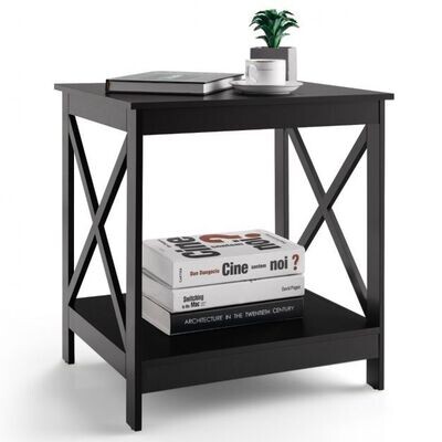 Beistelltisch mit X-förmigem Design 2 Ebenen braun