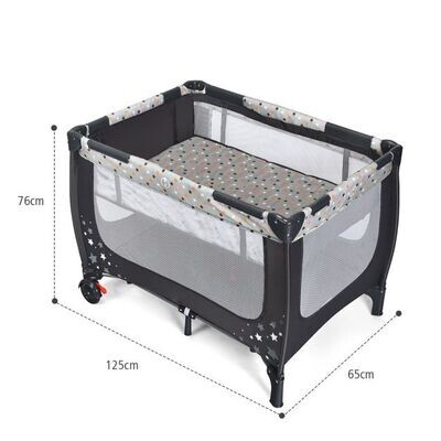2 in 1 Reisebett & Laufstall Klappbar Kinderbett Grau