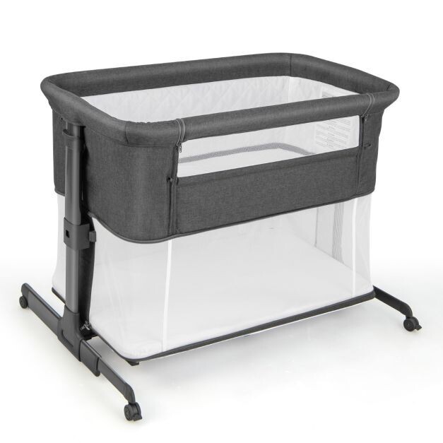 3 in 1 Babybett Klappbare Babywiege mit Matratze Grau