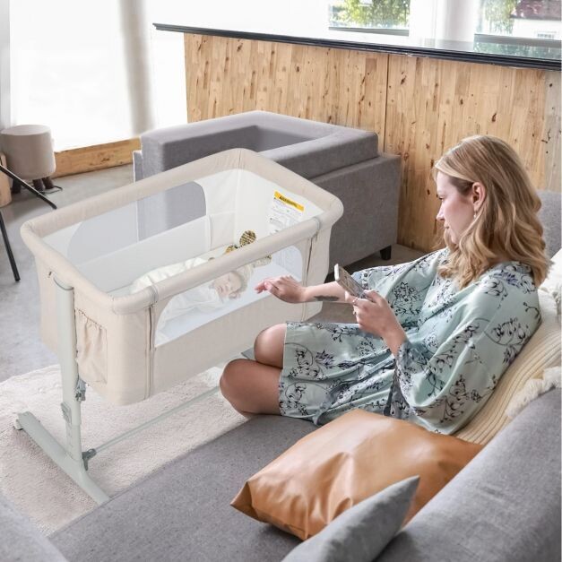 Tragbare 3-in-1-Babywiege 5-fach verstellbar beige
