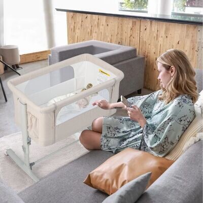 Tragbare 3-in-1-Babywiege 5-fach verstellbar beige