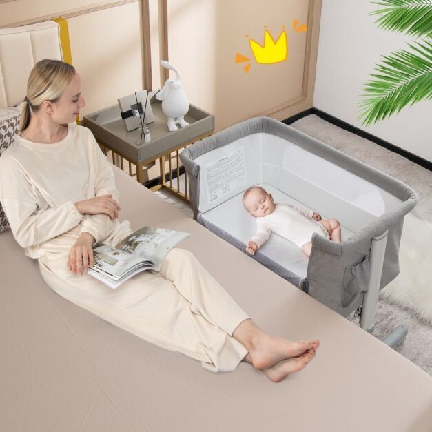 Tragbare 3-in-1-Babywiege 5-fach verstellbar hellgrau