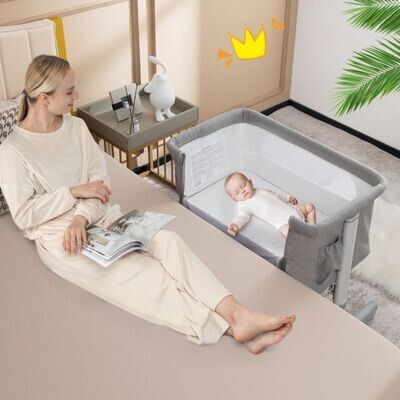 Tragbare 3-in-1-Babywiege 5-fach verstellbar hellgrau